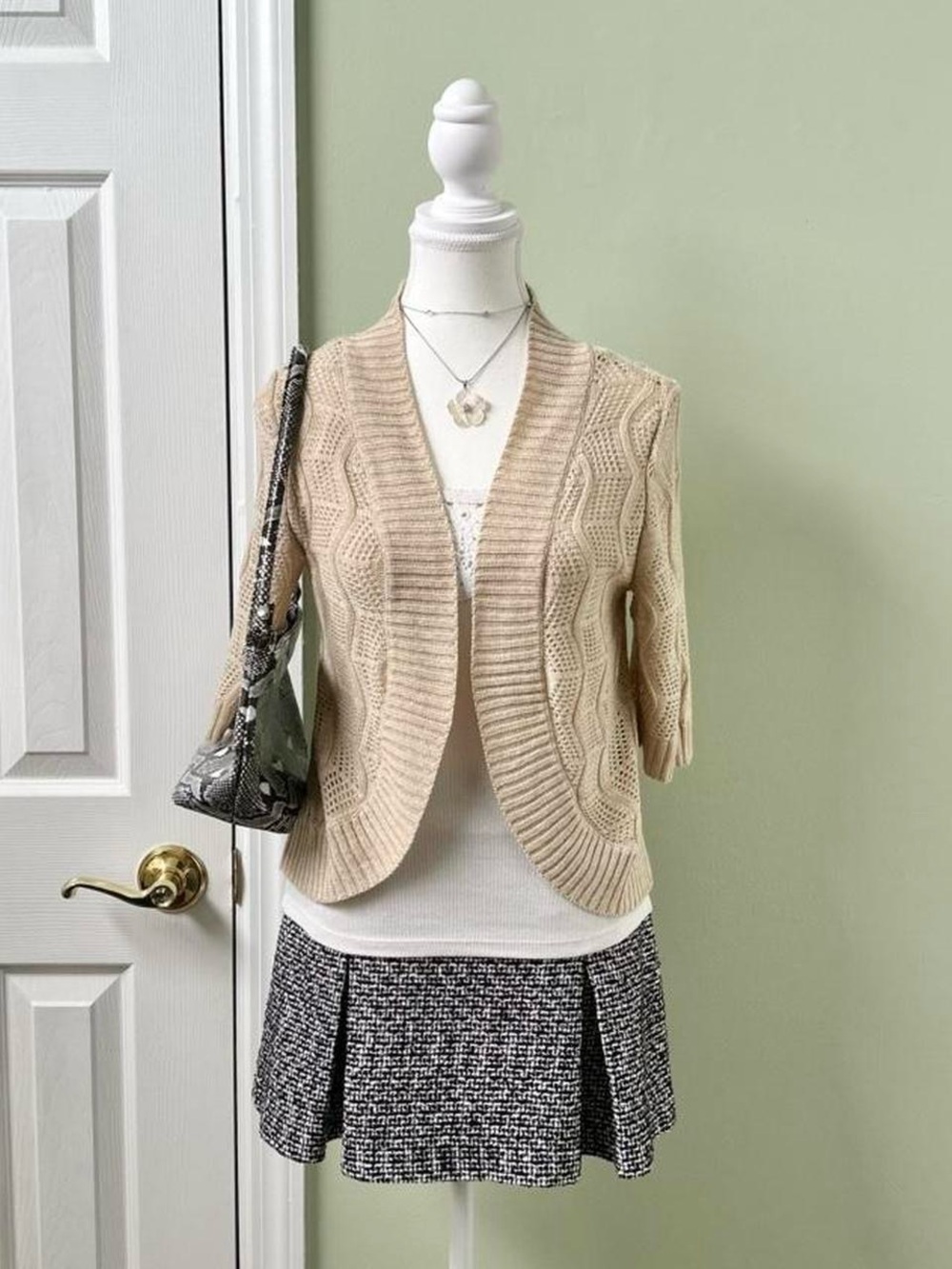 Eyelet cardigan sweater